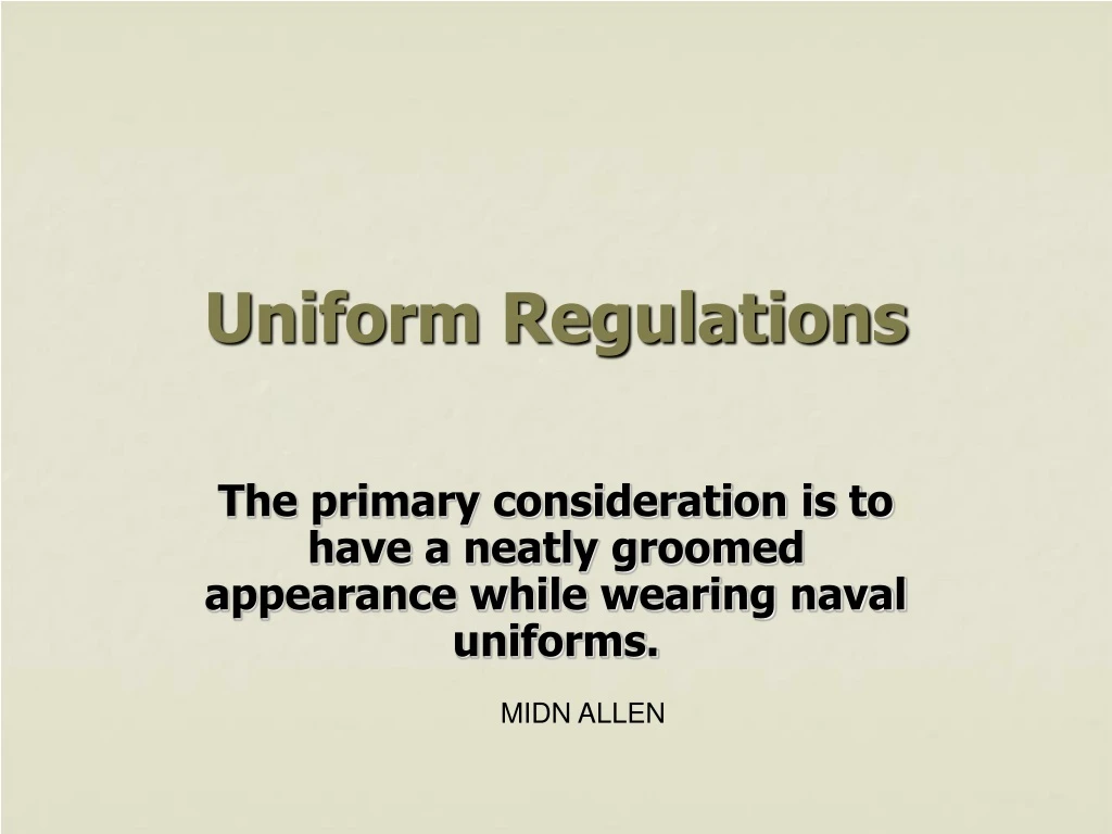 uniform regulations