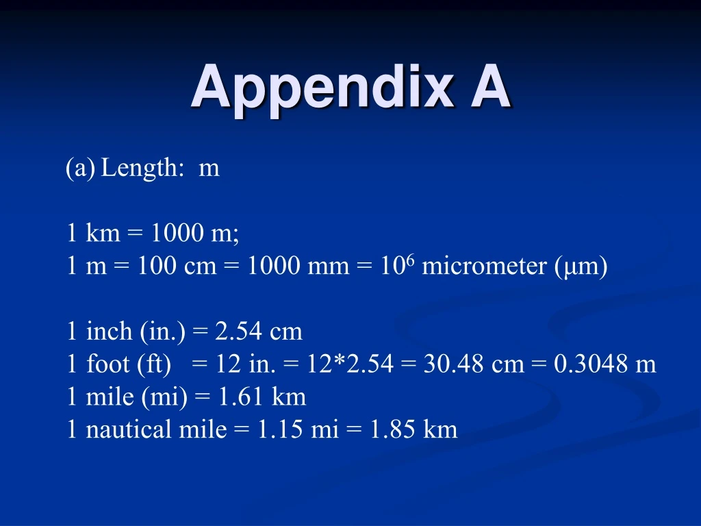 appendix a