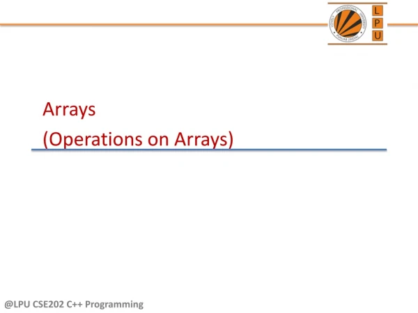 Arrays (Operations on Arrays)