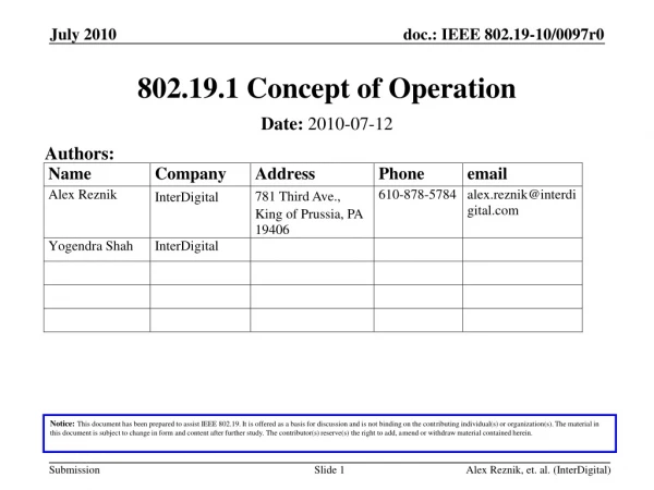 802.19.1 Concept of Operation