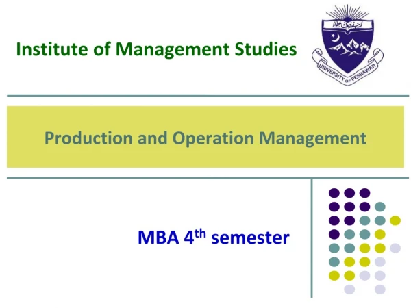 Production and Operation Management