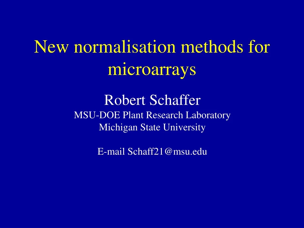 new normalisation methods for microarrays