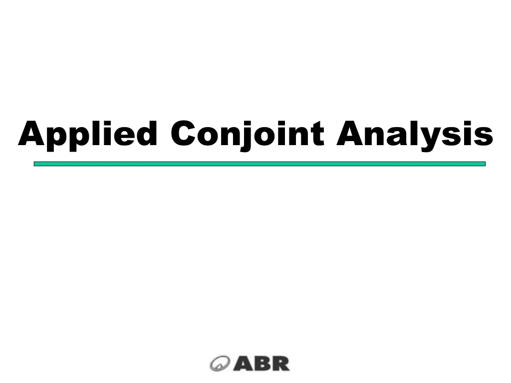 applied conjoint analysis