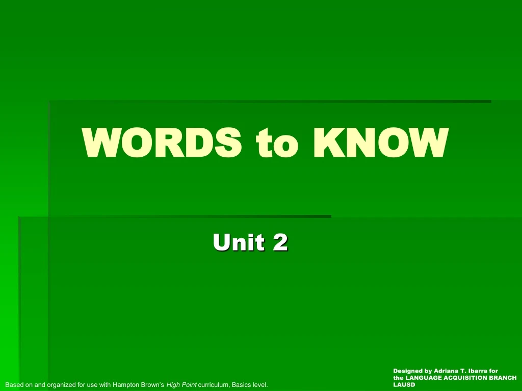 words to know