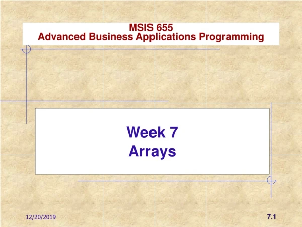 MSIS 6 55 Advanced Business Applications Programming