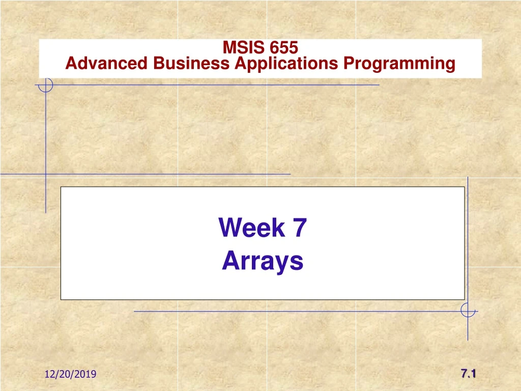 week 7 arrays