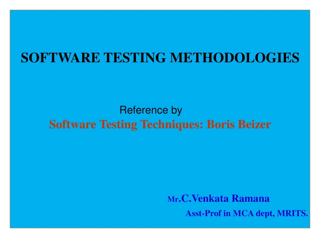 software testing methodologies reference
