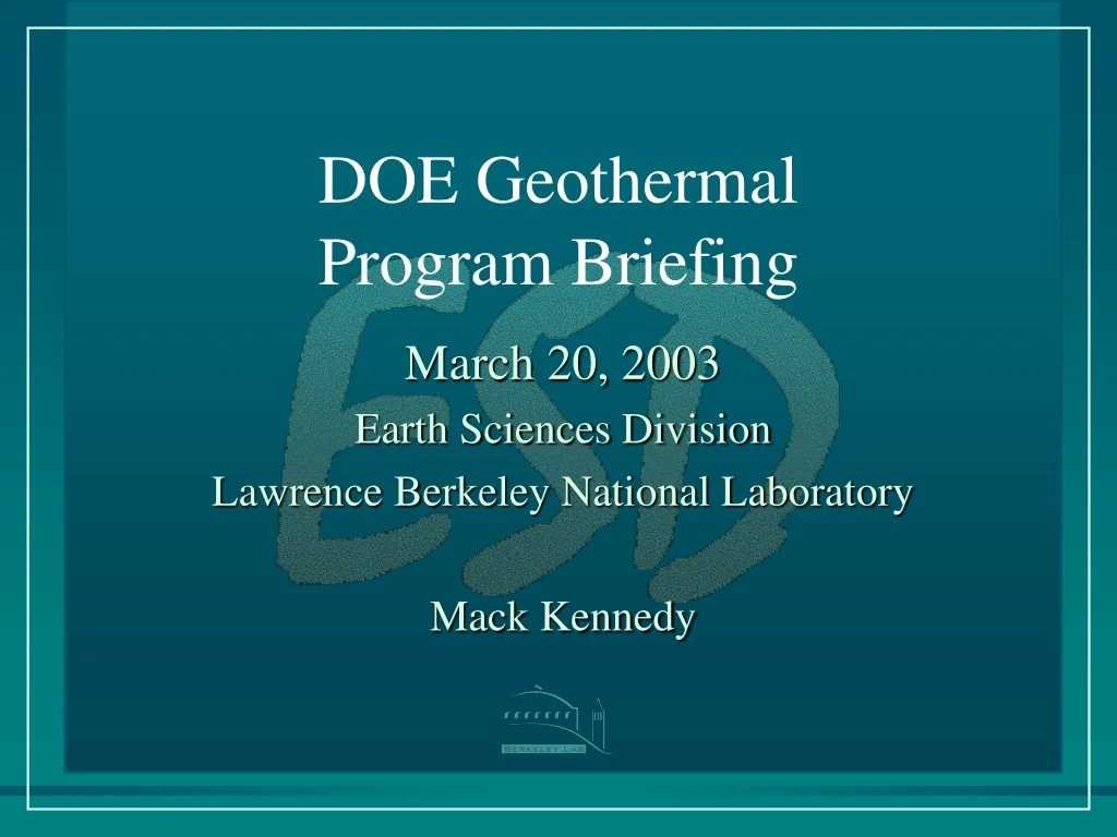 doe geothermal program briefing