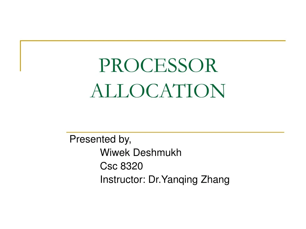 processor allocation