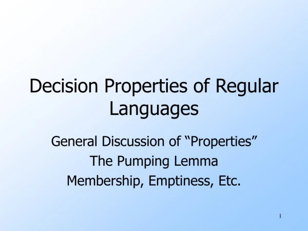Decision Properties of Regular Languages
