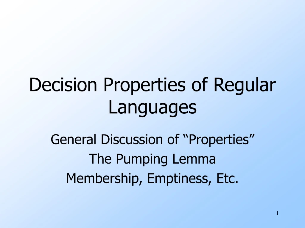 decision properties of regular languages