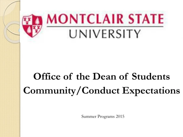 Office of the Dean of Students Community/Conduct Expectations