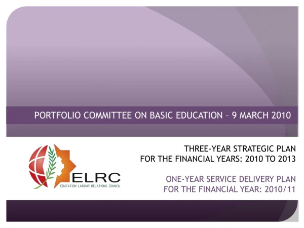 PORTFOLIO COMMITTEE ON BASIC EDUCATION – 9 MARCH 2010