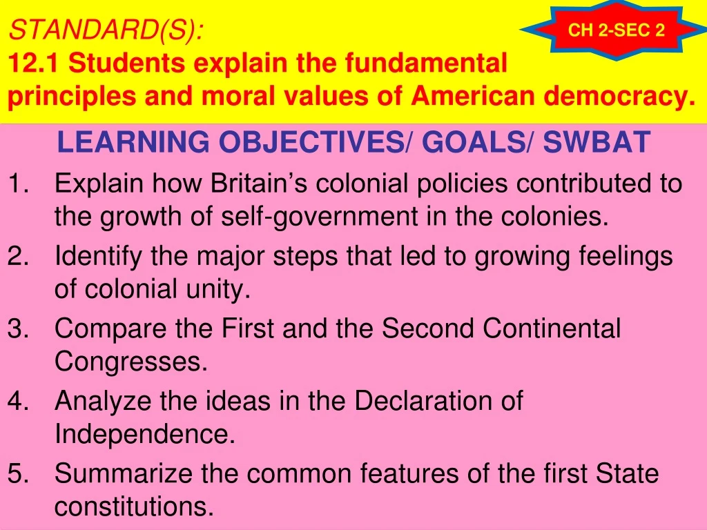 standard s 12 1 students explain the fundamental principles and moral values of american democracy