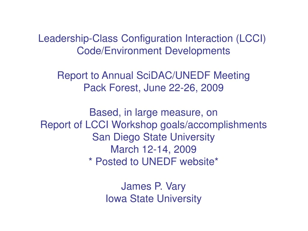 leadership class configuration interaction lcci