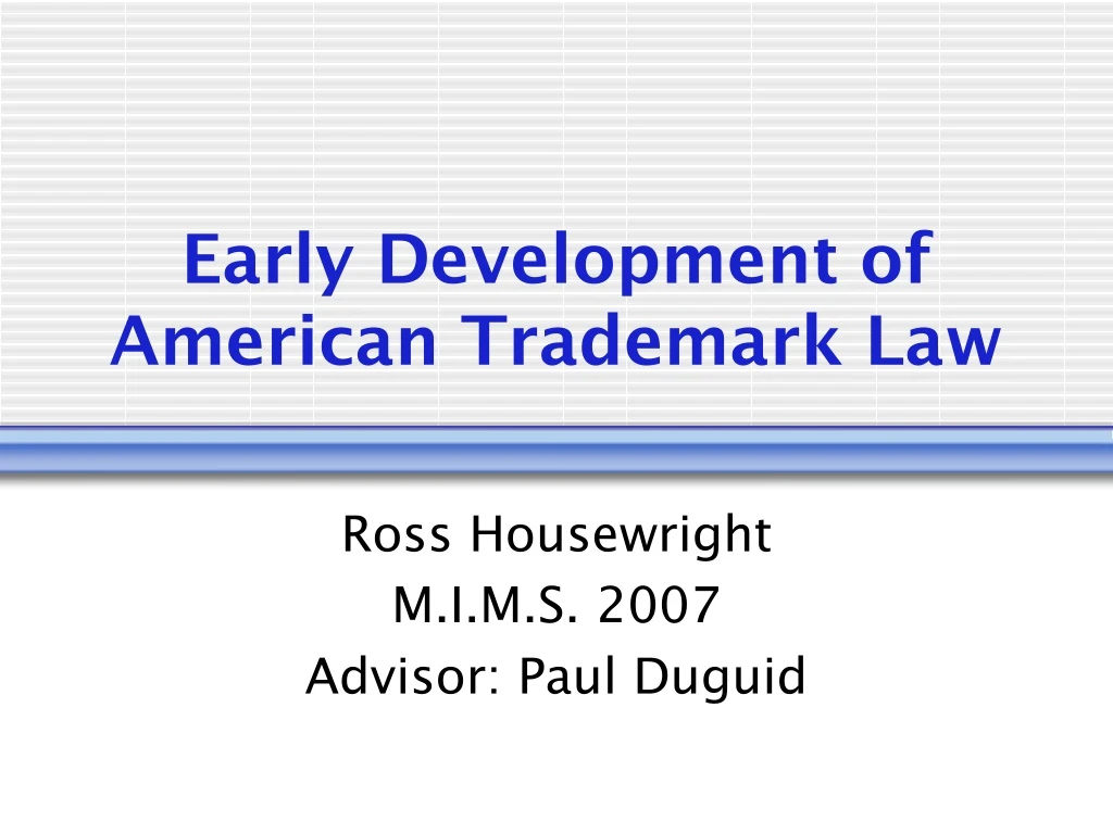 early development of american trademark law