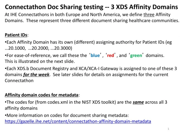 Connectathon Doc Sharing testing -- 3 XDS Affinity Domains