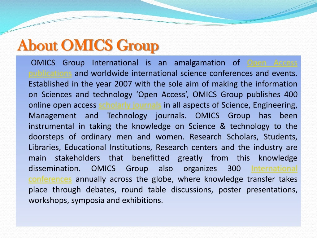 about omics group