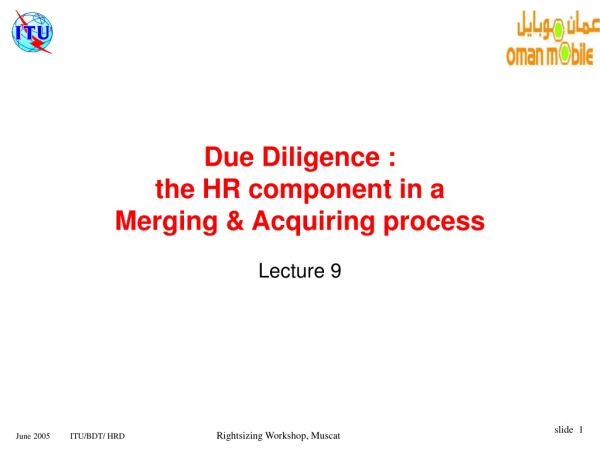 Due Diligence :  the HR component in a  Merging &amp; Acquiring process