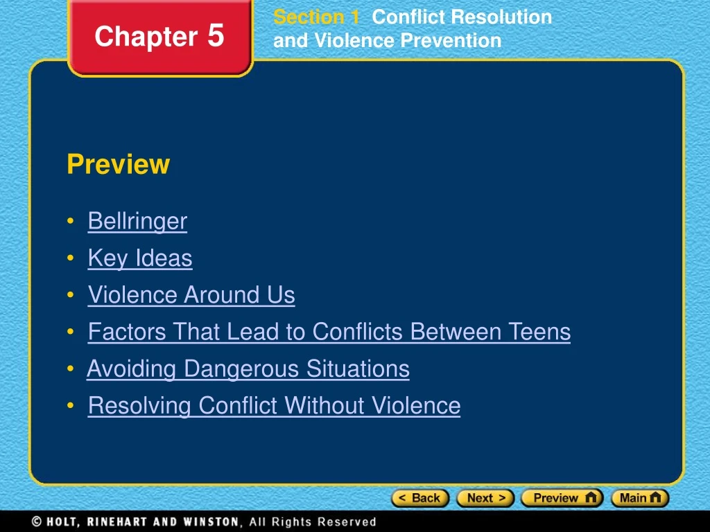 section 1 conflict resolution and violence