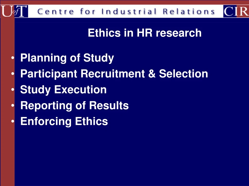 ethics in hr research