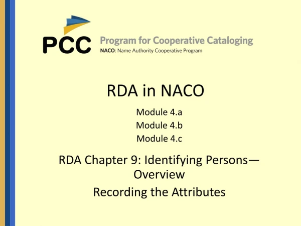 RDA in NACO