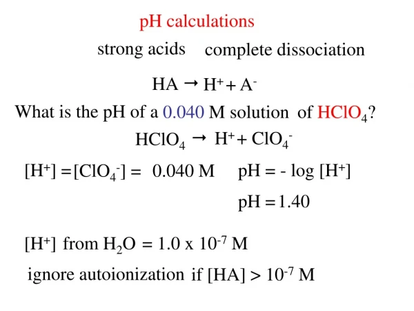 pH calculations