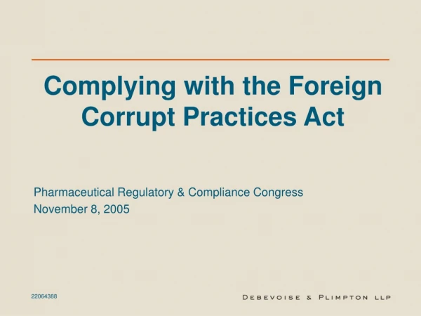 Complying with the Foreign Corrupt Practices Act