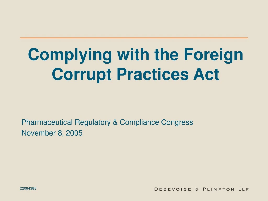 complying with the foreign corrupt practices act