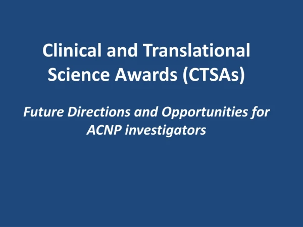 Clinical and Translational Sciences Awards