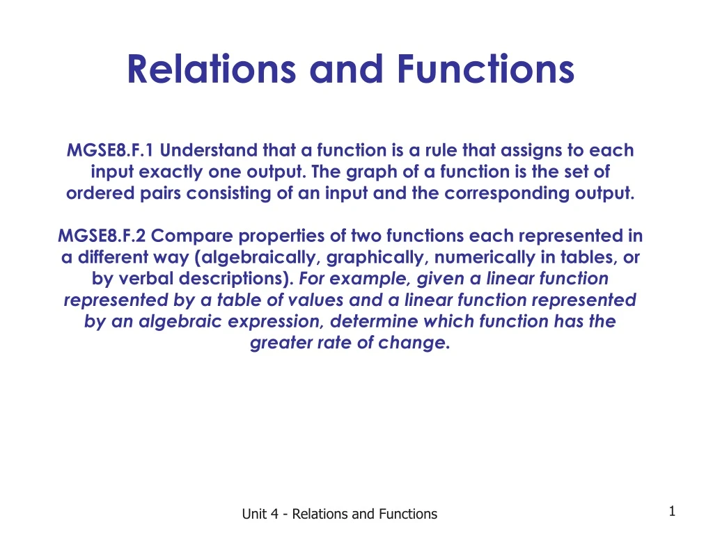 relations and functions mgse8 f 1 understand that