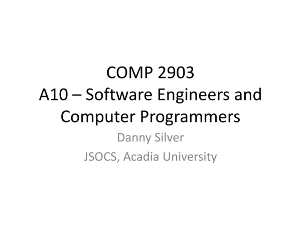 COMP 2903 A10 – Software Engineers and Computer Programmers