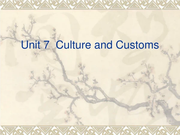 Unit 7  Culture and Customs