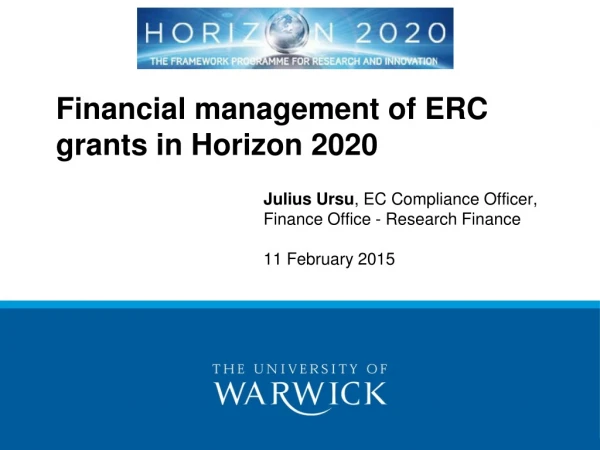 Financial management of ERC grants in Horizon 2020