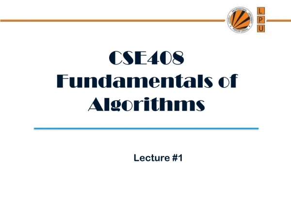 CSE408 Fundamentals of Algorithms