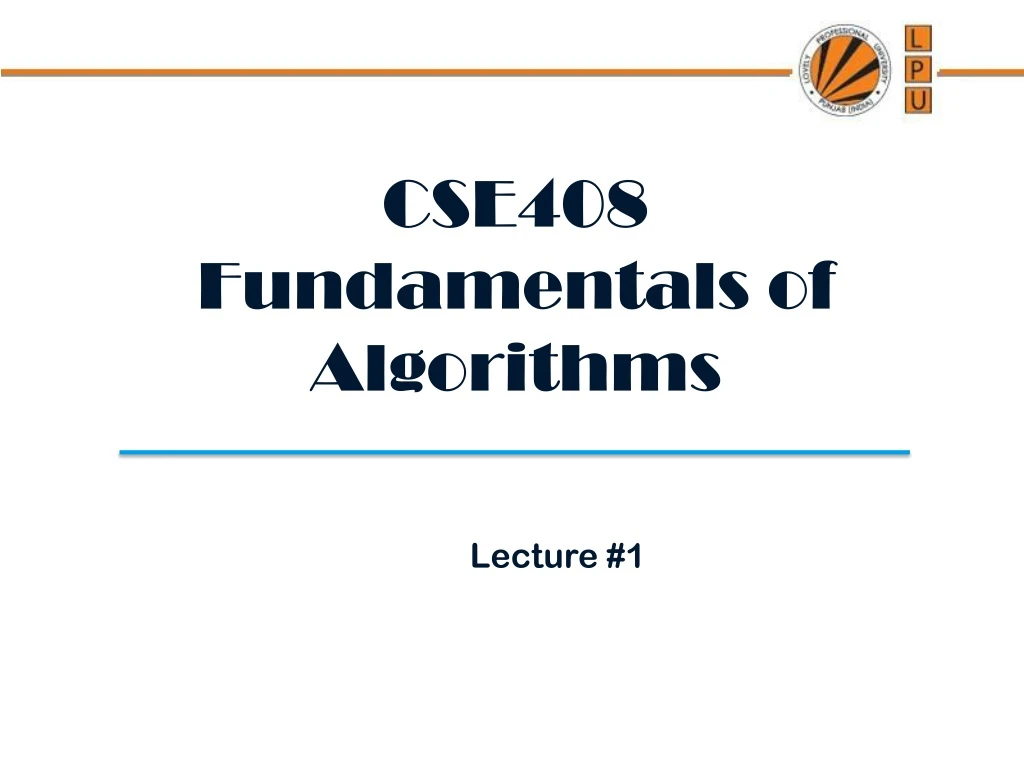 cse408 fundamentals of algorithms