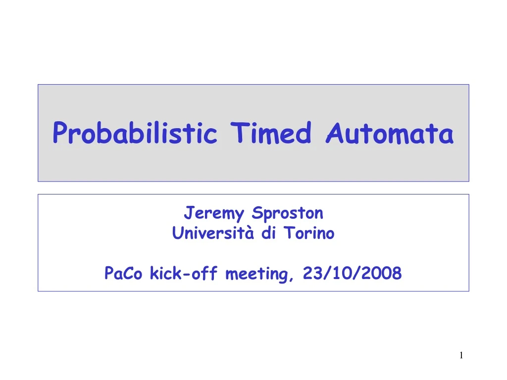 probabilistic timed automata