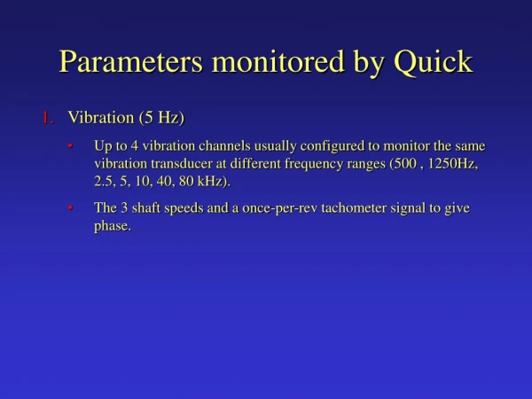 Parameters monitored by Quick