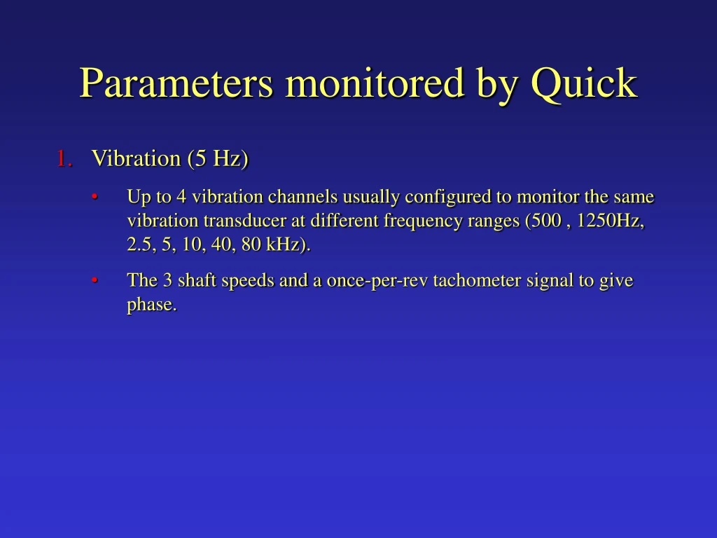 parameters monitored by quick