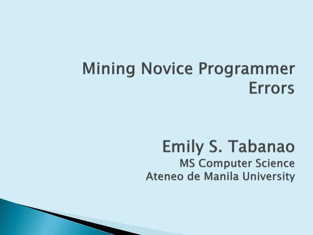 mining novice programmer errors emily s tabanao ms computer science ateneo de manila university