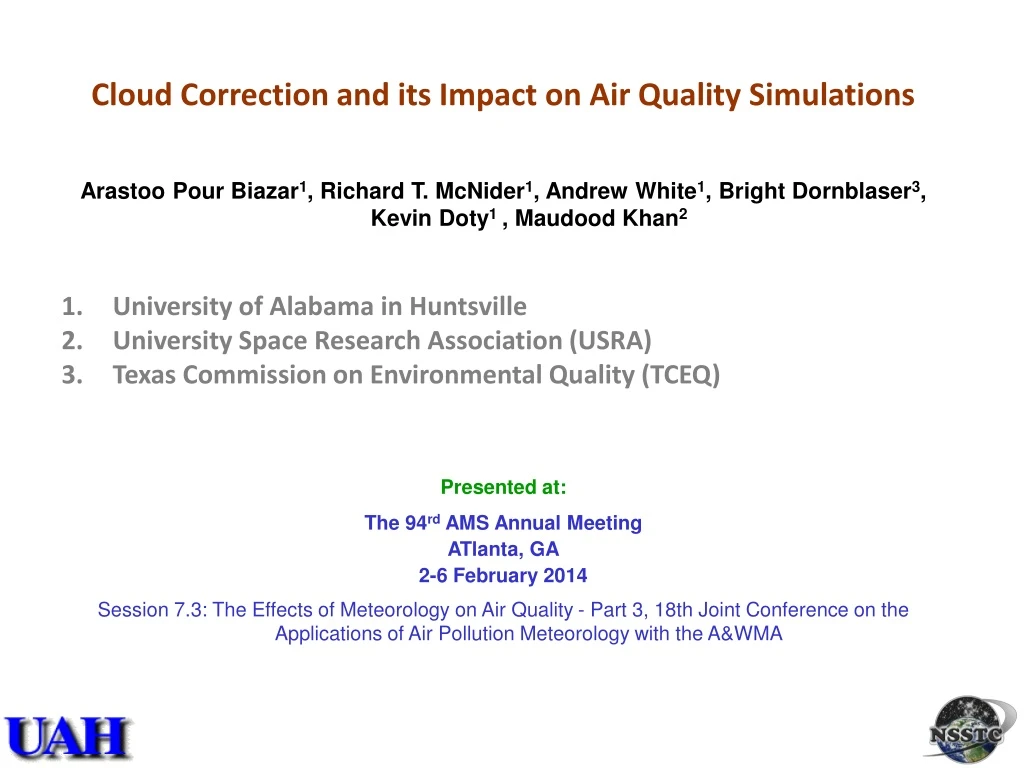 cloud correction and its impact on air quality