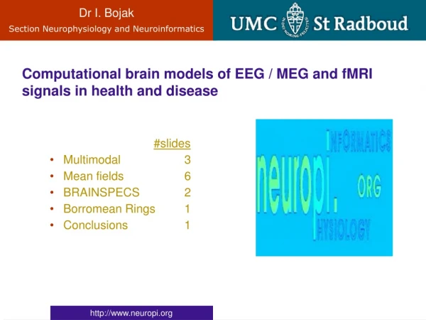 Computational brain models of EEG / MEG and fMRI signals in health and disease