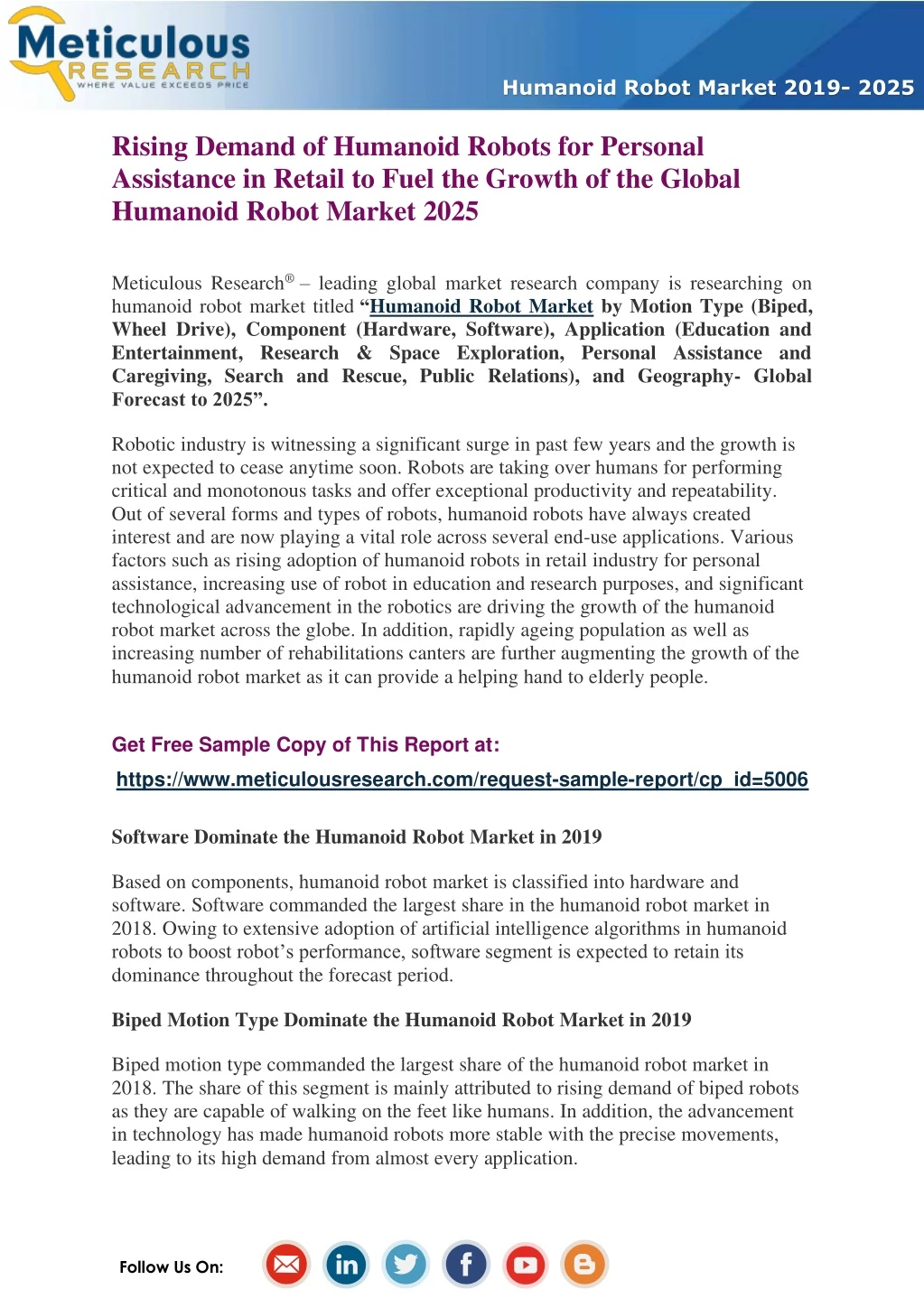 humanoid robot market 2019 2025