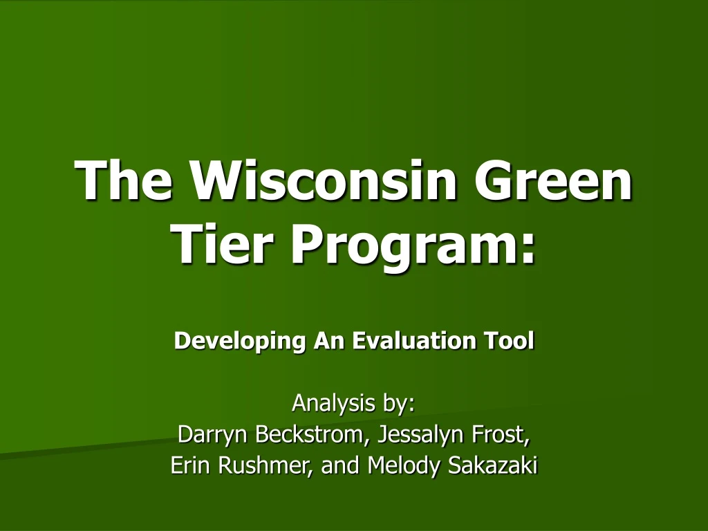 the wisconsin green tier program