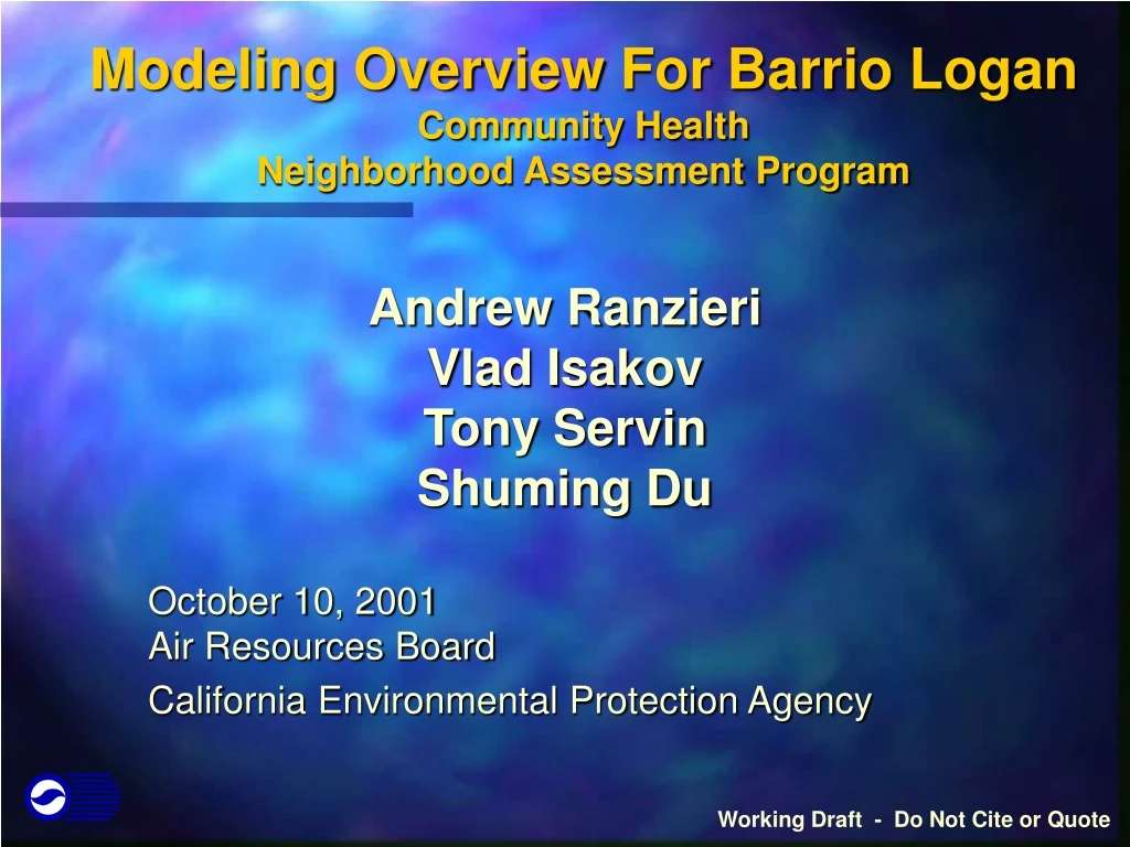 modeling overview for barrio logan community health neighborhood assessment program