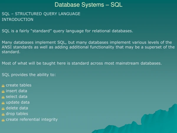 Database Systems – SQL