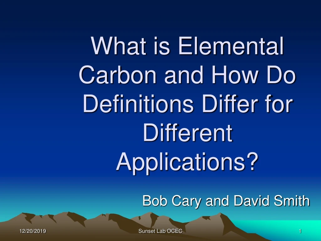 what is elemental carbon and how do definitions differ for different applications