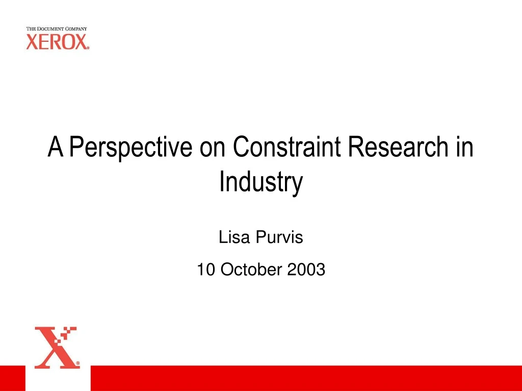a perspective on constraint research in industry