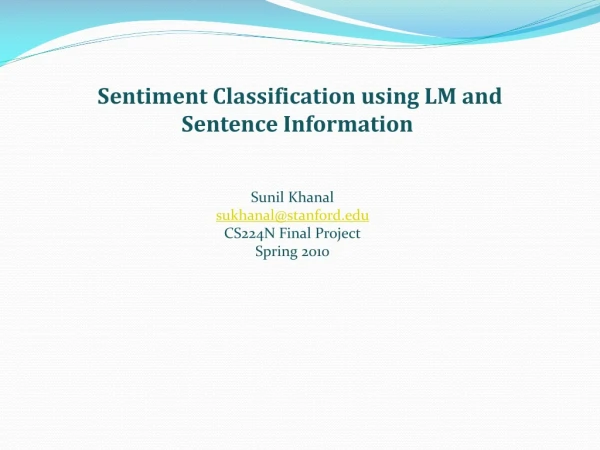 Sentiment Classification using LM and Sentence  Information