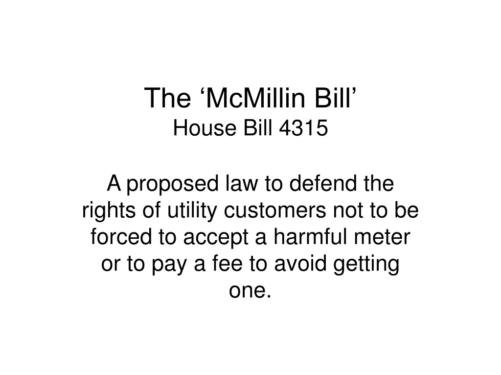 the mcmillin bill house bill 4315